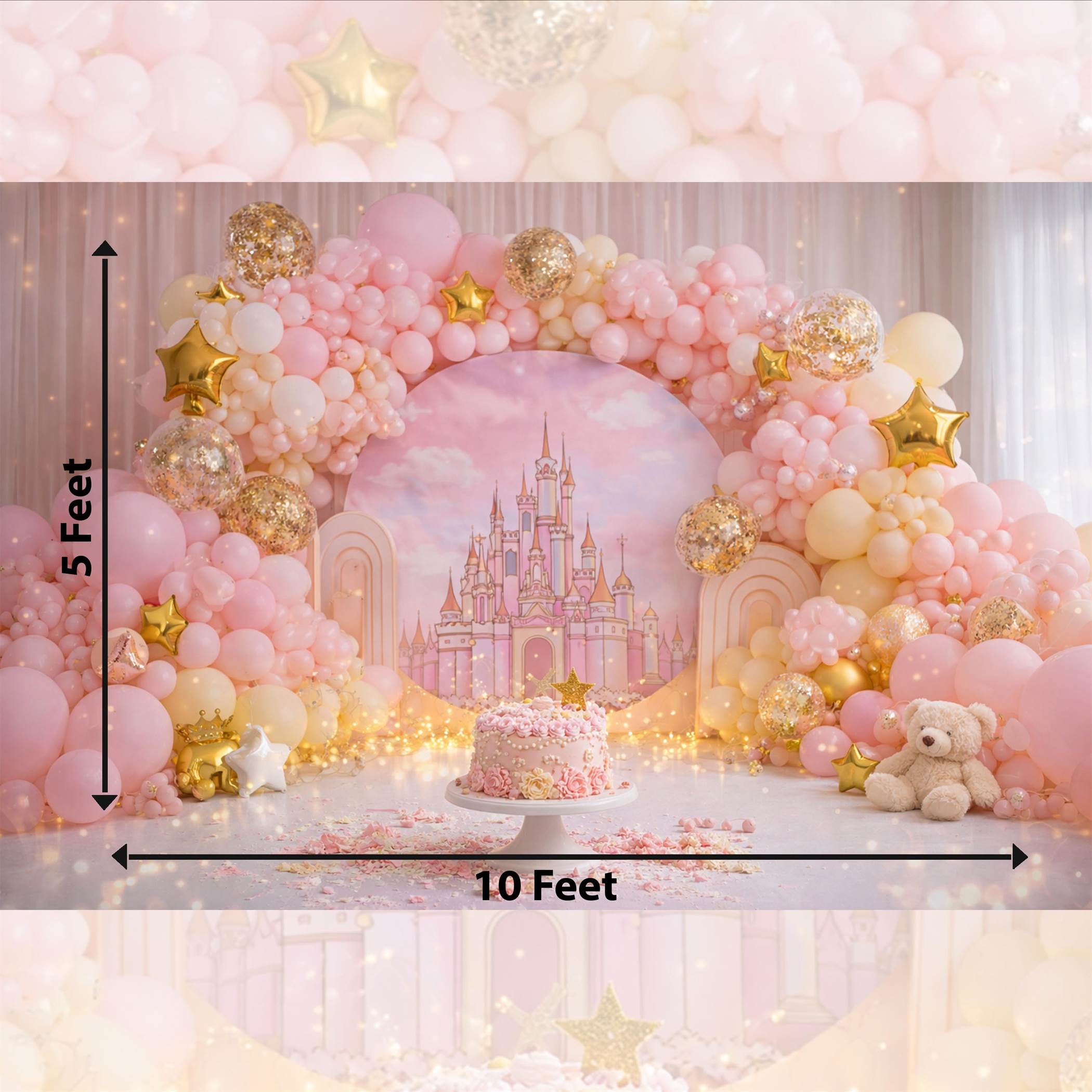 Balloon Theme Cake Smash Backdrop for 1st Birthday Photography