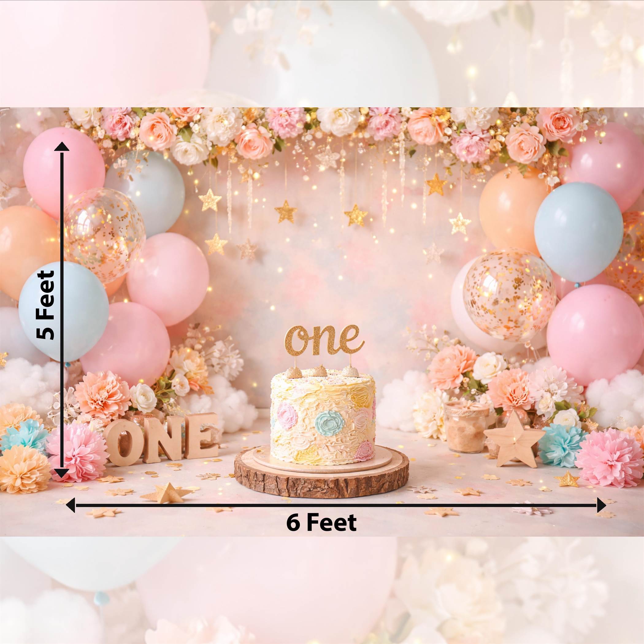 Rainbow Cake Smash Backdrop for First Birthday Celebration