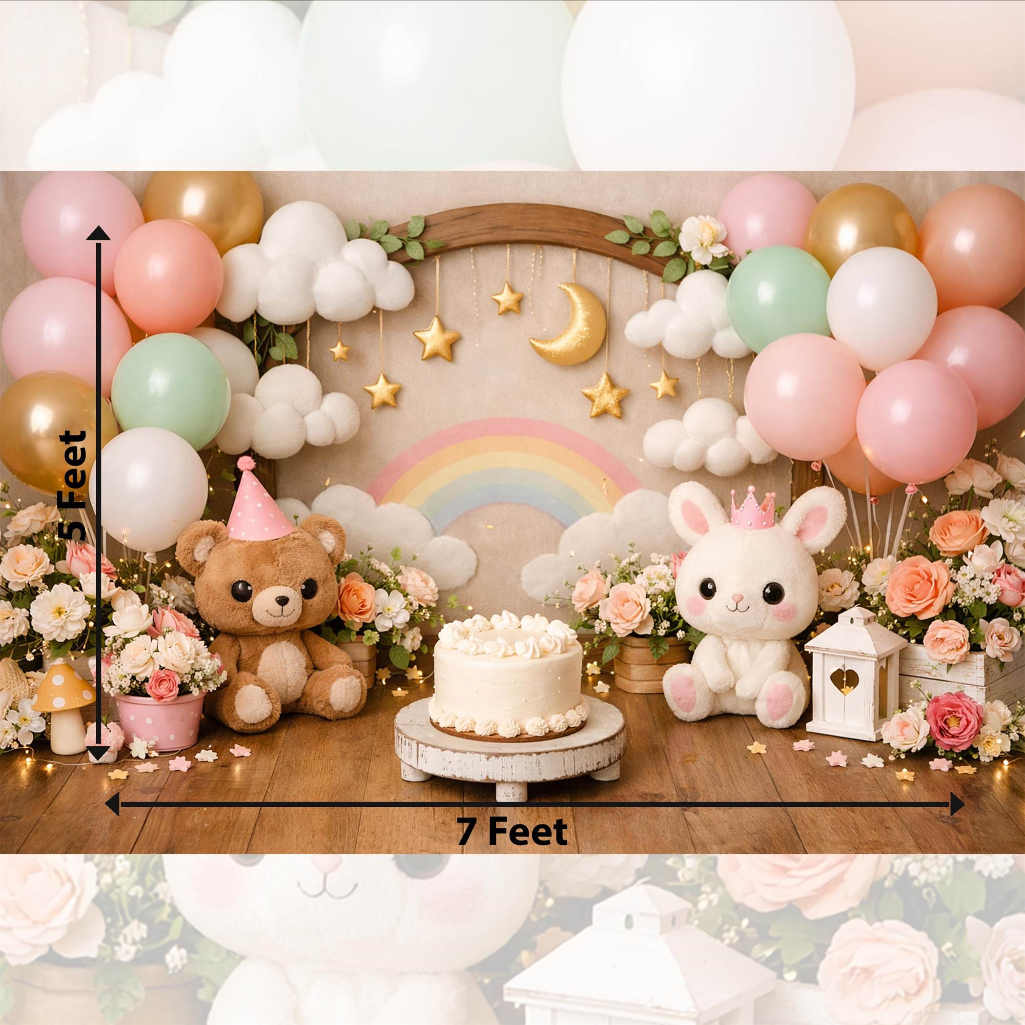 Customized Cake Smash Backdrop with Baby Name & Age