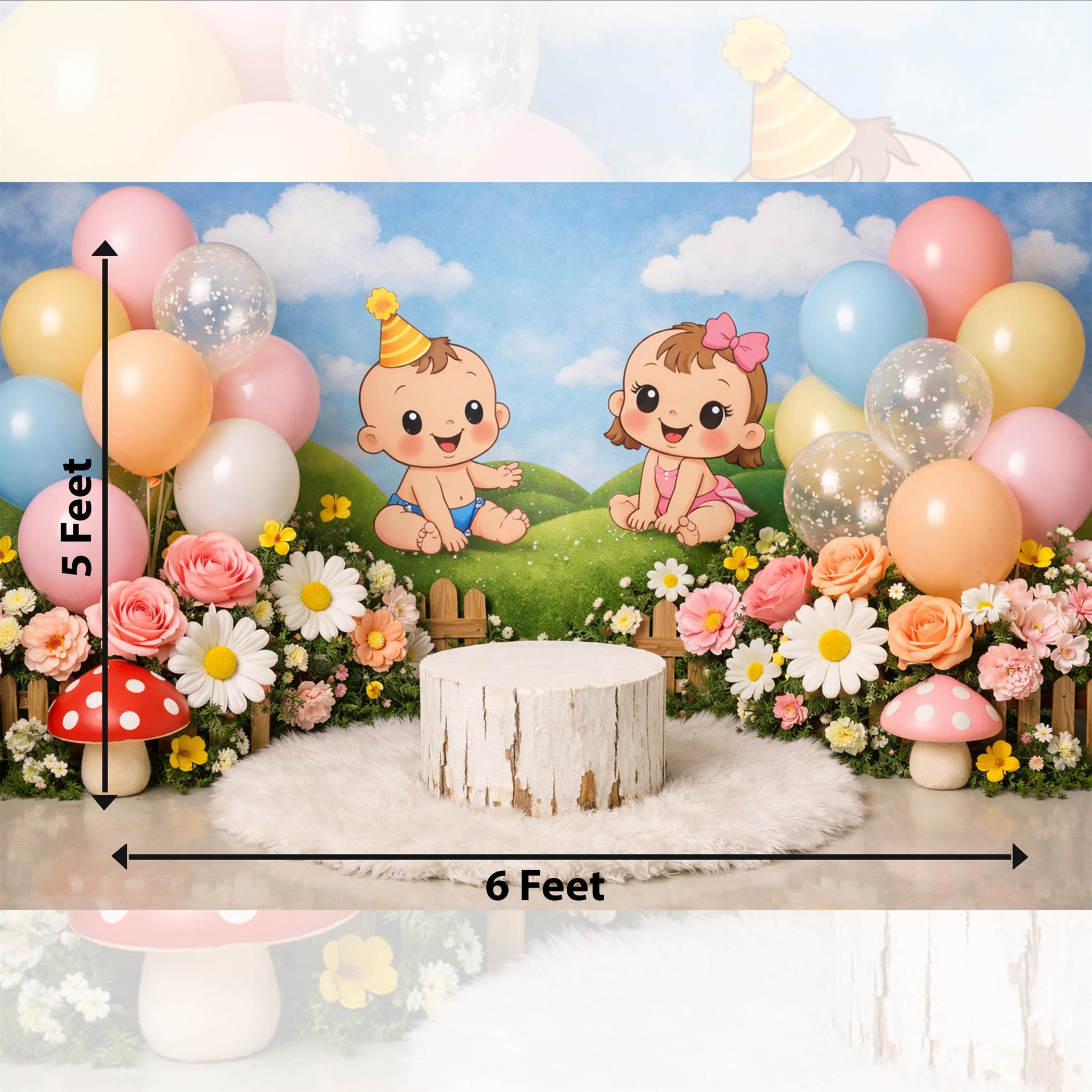 Minimal Cake Smash Backdrop for Baby Photoshoot