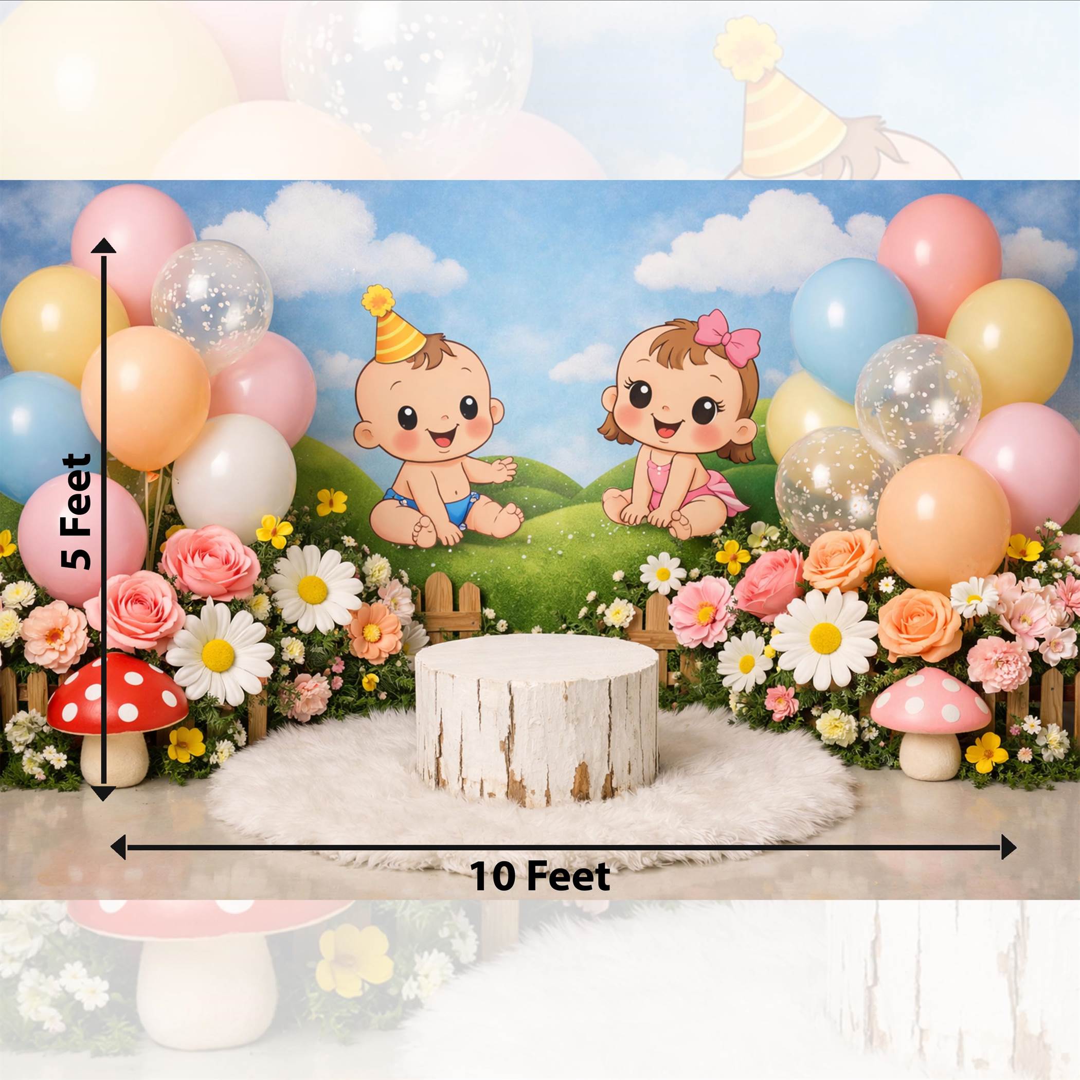 Minimal Cake Smash Backdrop for Baby Photoshoot