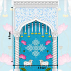 Blue Premium Pichwai Backdrop for temple & Stage | Wedding & Event Decor