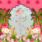 Beautiful Cow Coconut tree Backdrop for Pooja & Event