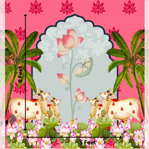 Beautiful Cow Coconut tree Backdrop for Pooja & Event