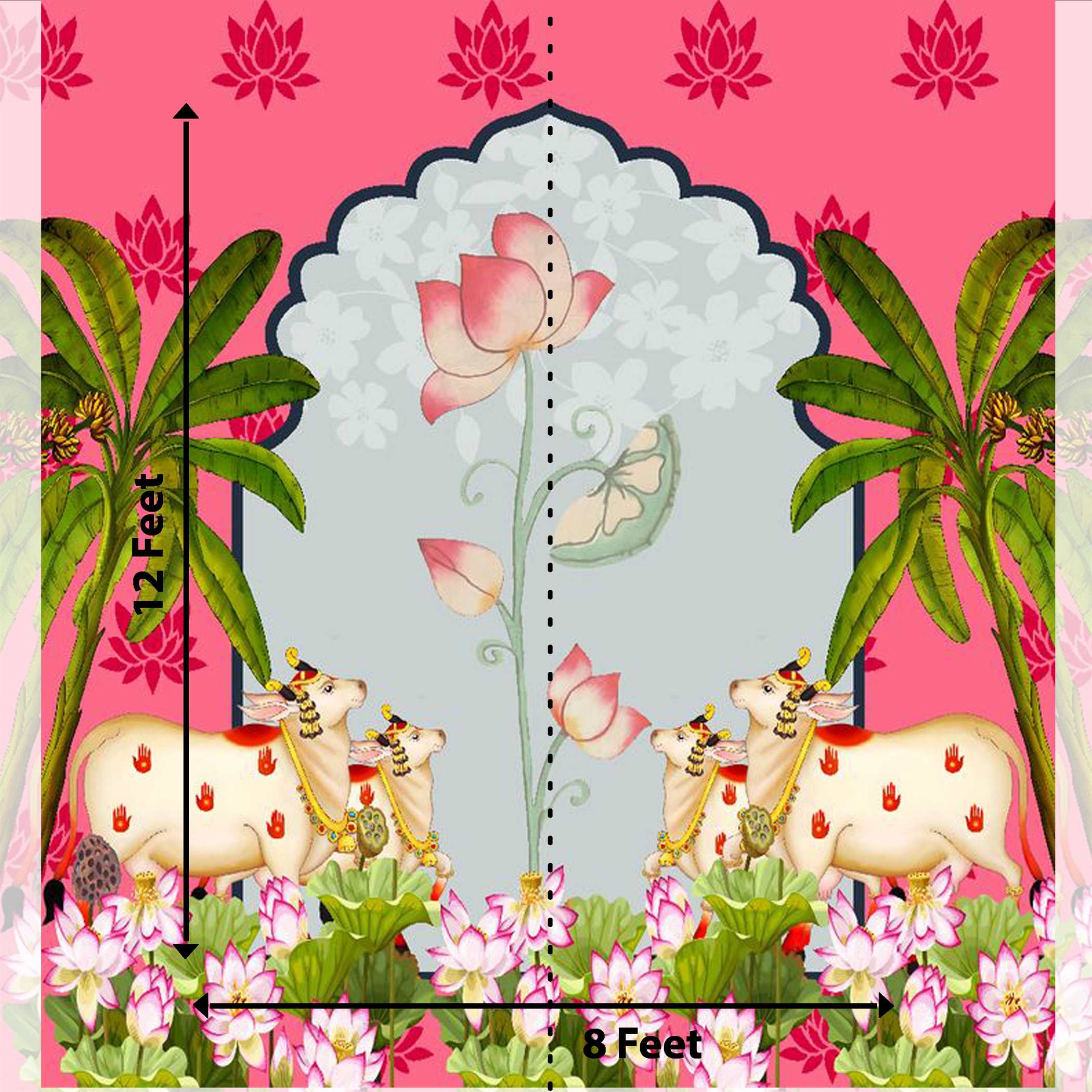 Beautiful Cow Coconut tree Backdrop for Pooja & Event