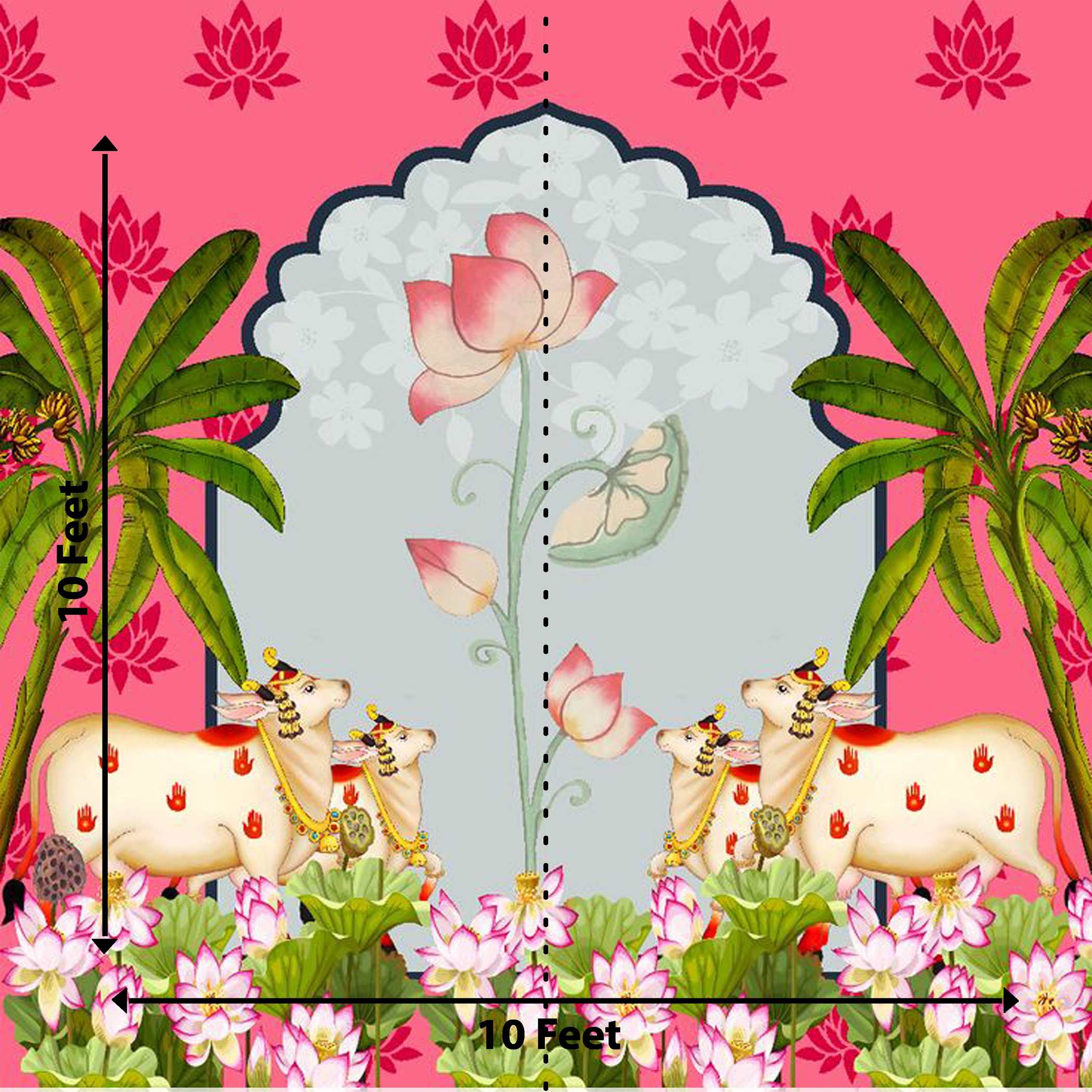 Beautiful Cow Coconut tree Backdrop for Pooja & Event