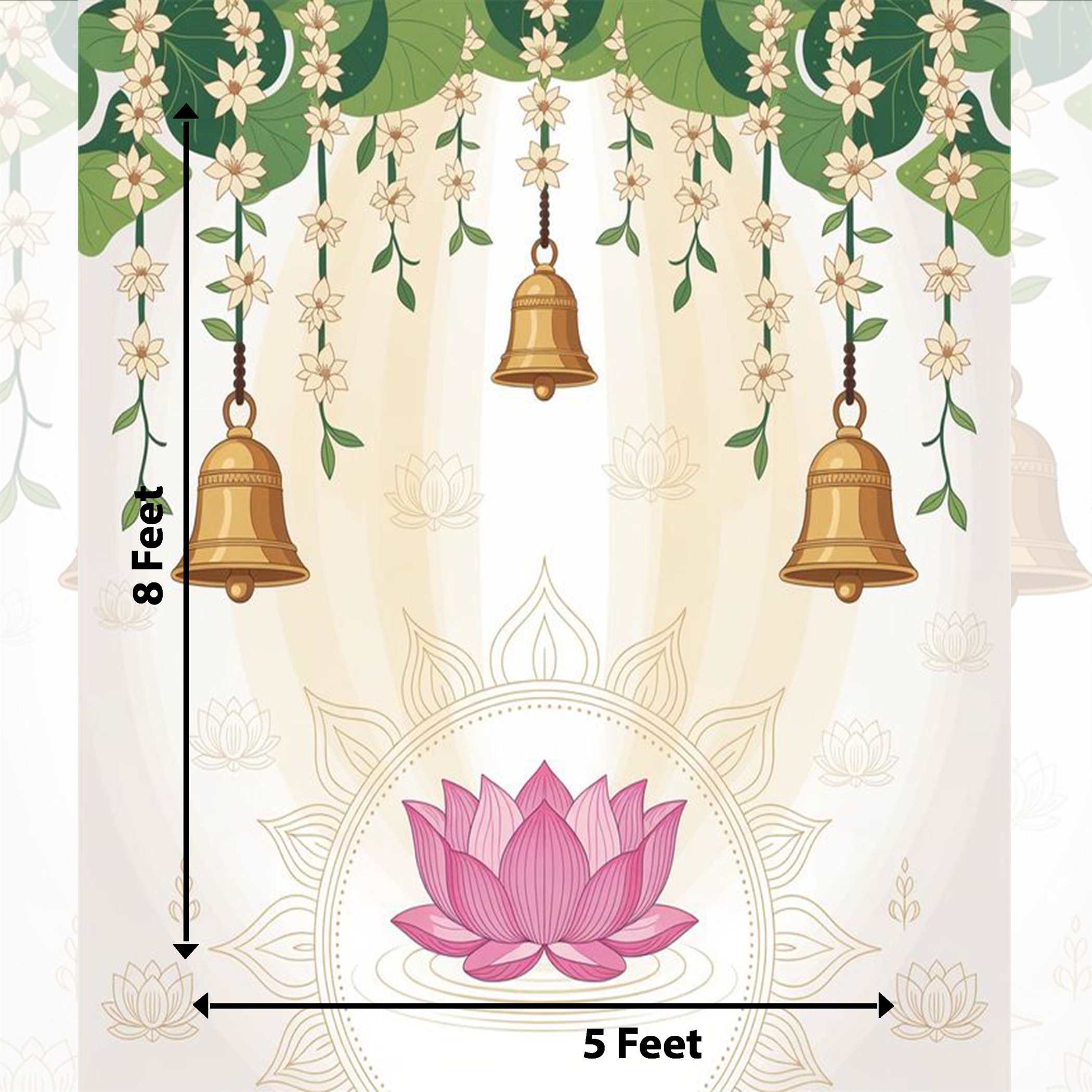 Pichwai Lotus and Bell Backdrop for Pooja