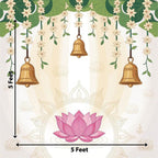 Pichwai Backdrop with lotus and Bell | Traditional Wedding & Pooja Decor