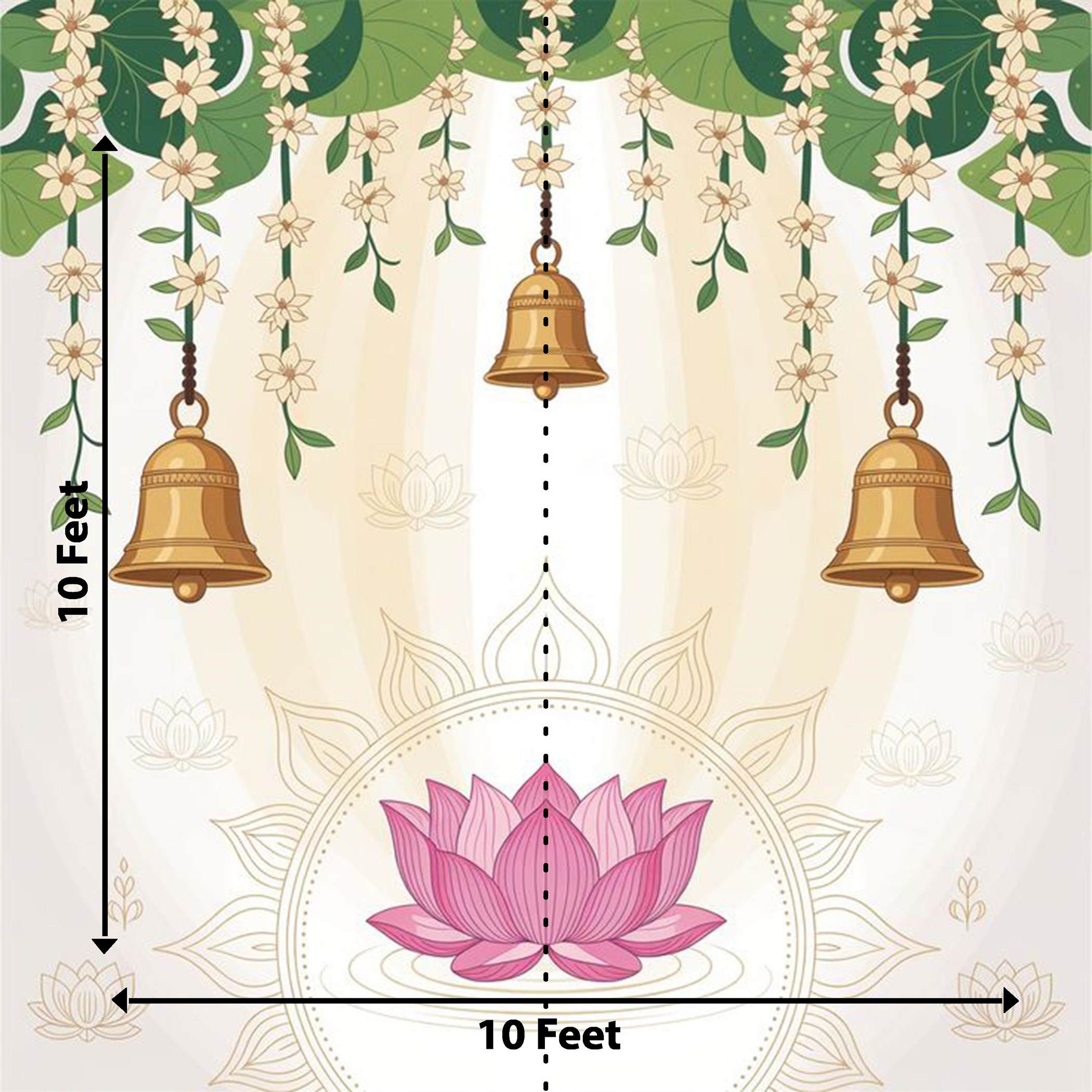 Pichwai Backdrop with lotus and Bell | Traditional Wedding & Pooja Decor